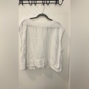 Madewell White linen pearl button Sleeveless Blouse